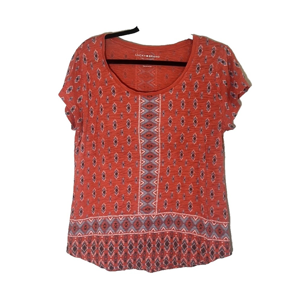 Lucky Brand Colorful Western Top L Boho Indie Folk Hippie Festival Chic